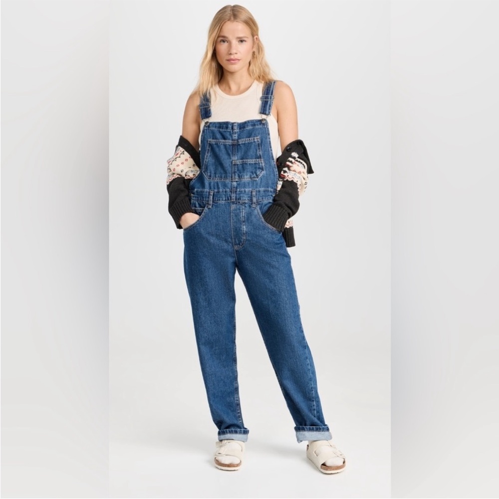 Free People Ziggy Denim Overalls in Sapphire Blue XL - Picture 4 of 8